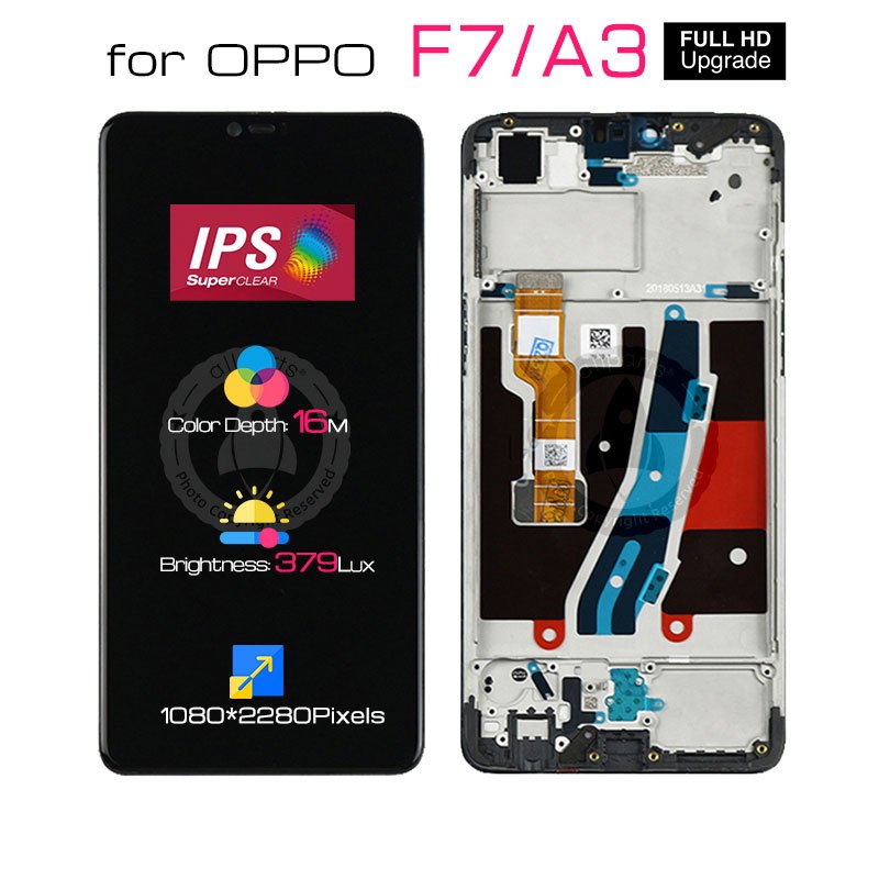 Allparts 6.23 Inch Display For Oppo F7 Lcd Touch Screen Digitizer Replacement