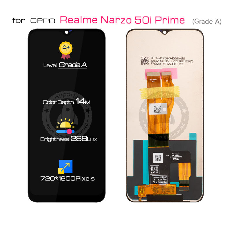 ALLPARTS Display for OPPO Realme Narzo 50i Prime LCD Touch Screen Digitizer Replacement