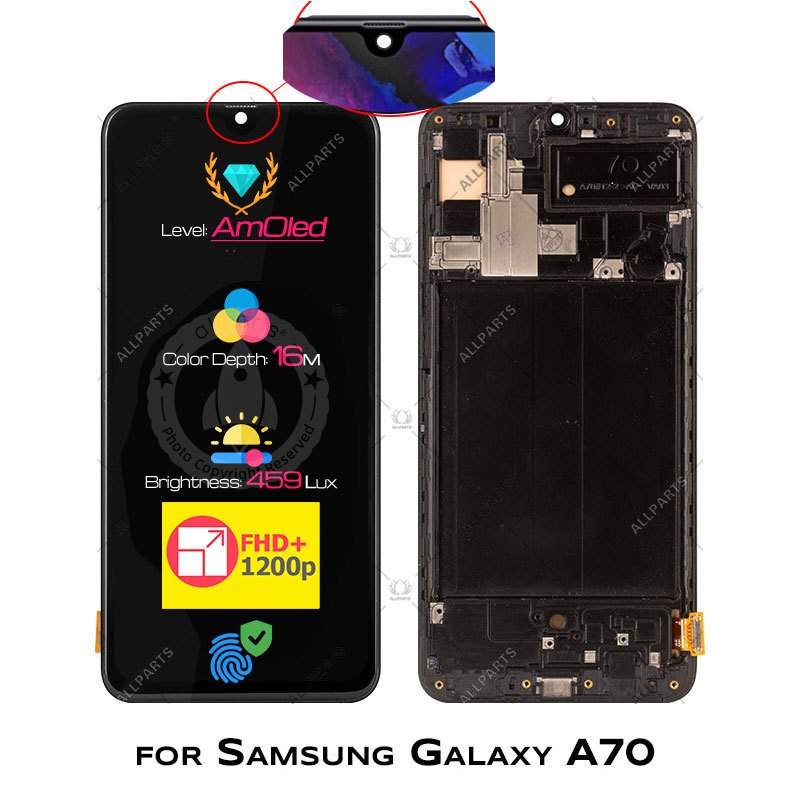 Allparts Amoled / Incell Display For Galaxy A70 Lcd Touch Screen Digitizer Replacement A705
