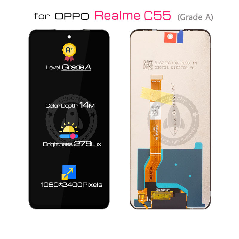 Allparts Display For Oppo Realme C55 Rmx3710 Lcd Touch Screen Digitizer Replacement