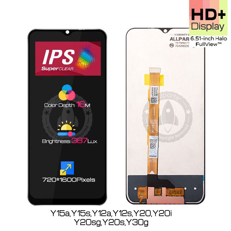 Allparts 6.51 Inch Display For Vivo Y20 Y20i Y20sg Y20s Y12a Y12s 2021 Lcd Touch Screen Digitizer Replacement