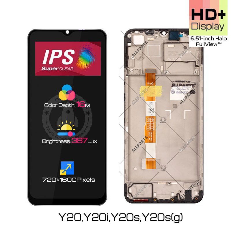 Allparts 6.51 Inch Display For Vivo Y20 Y20i Y20sg Y20s Y12a Y12s 2021 Lcd Touch Screen Digitizer Replacement