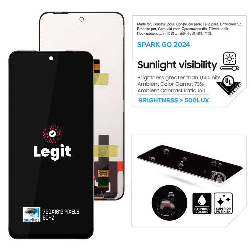 6.6" 90Hz Display para sa Tecno Spark Go 2024 LCD Touch Screen Replacement