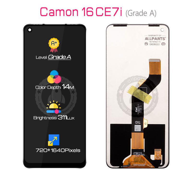 Display for Tecno Camon 16 CE7i LCD Touch Screen Digitizer Replacement
