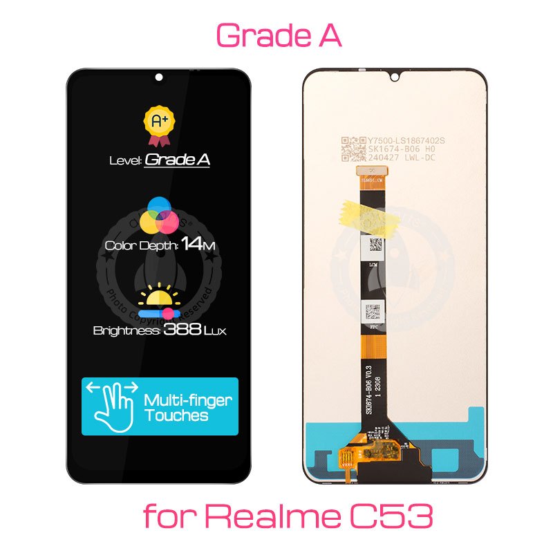 Display para sa OPPO Realme C51 C53 LCD Touch Screen Digitizer Replacement RMX3830 RMX3760