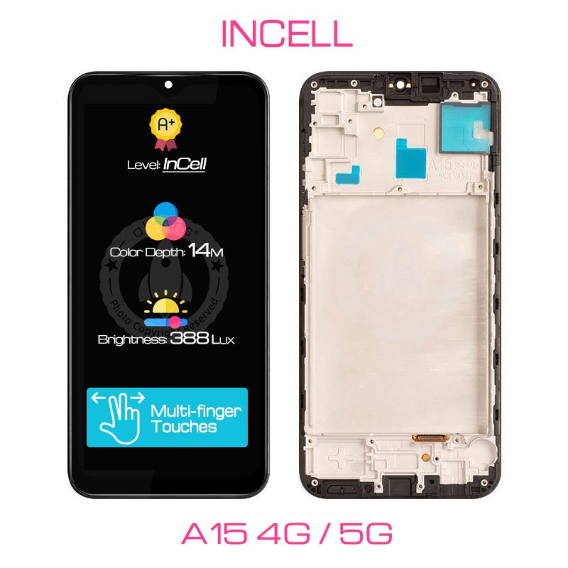 Display para sa Galaxy A15 4G 5G LCD Touch Screen Digitizer Pagpapalit Sa frame A155 A156B