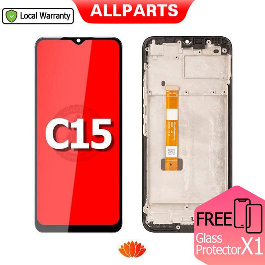 Allparts Display for OPPO Realme C15 LCD Touch Screen Digitizer Replacement with Frame