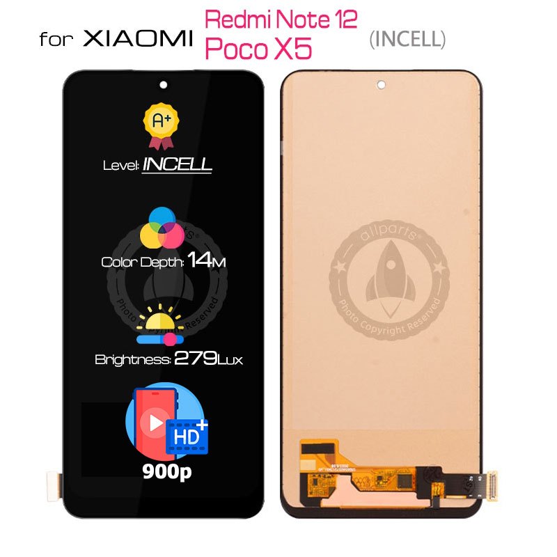 ALLPARTS Display for XIAOMI Redmi Note 12 4G 5G Poco X5 LCD Touch Screen Digitizer Replacement
