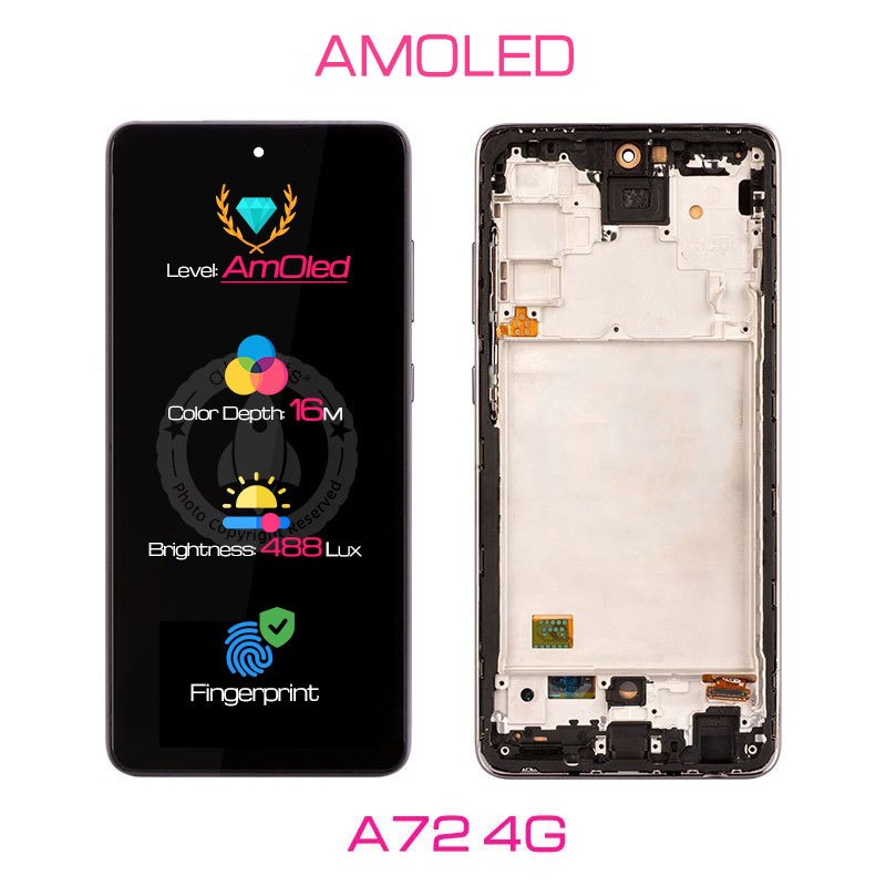 AMOLED Display para sa Galaxy A72 4G SM-A725 LCD Touch Screen Digitizer Replacement With frame